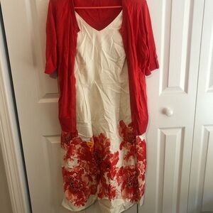 Floral Coral and Cream Dress